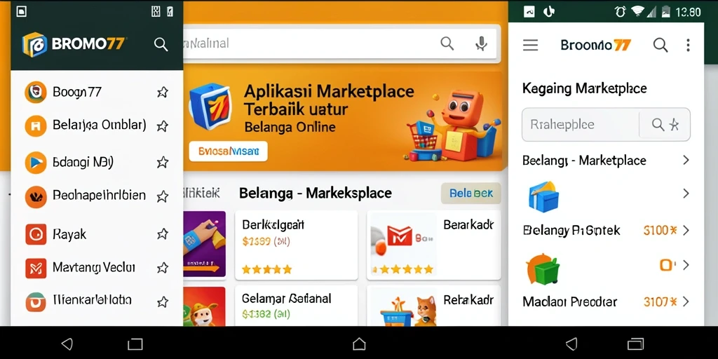 Tampilan antarmuka aplikasi BROMO77 yang memudahkan berbelanja online.
