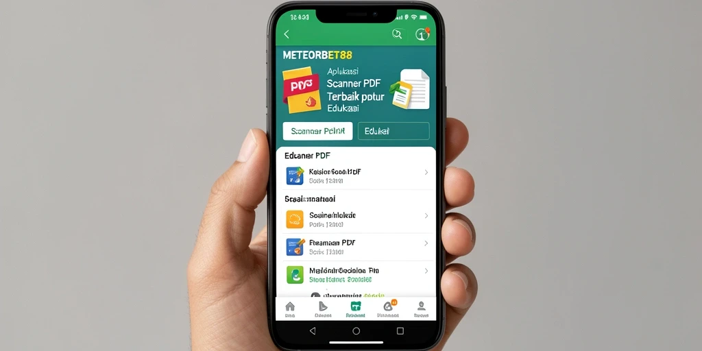 Antarmuka aplikasi METEORBET88 menampilkan fungsi pemindaian PDF yang user-friendly.