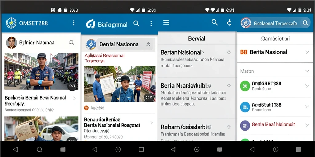 Screenshot antarmuka aplikasi OMSET288 yang menampilkan berita nasional.