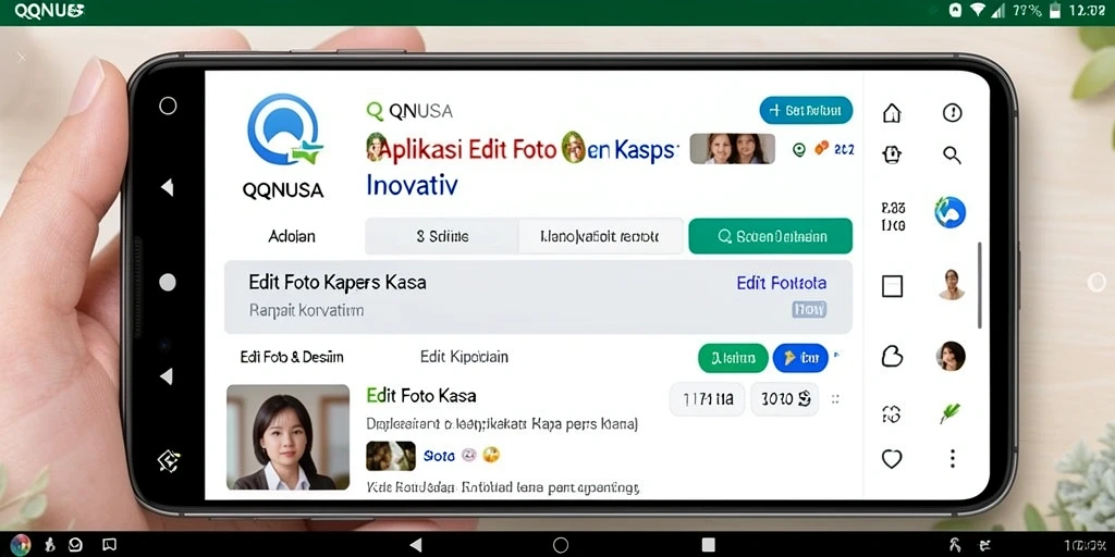 Tampilan antarmuka QQNUSA saat mengedit foto dengan efek kertas kaca.
