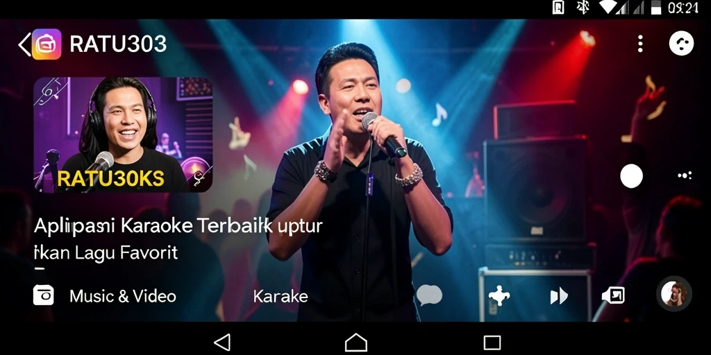 Tampilan antarmuka aplikasi karaoke RATU303 yang menarik dan mudah digunakan.